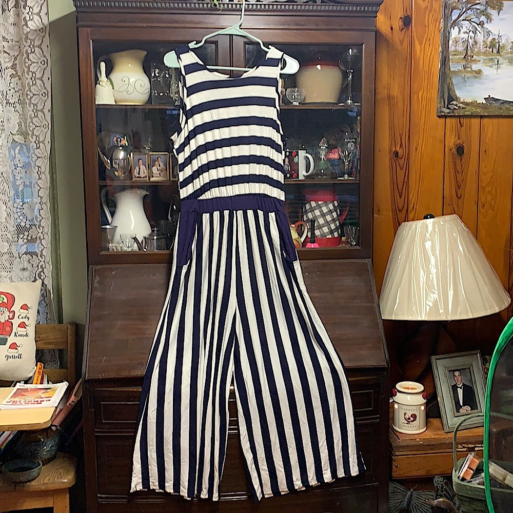 Blue Striped Jumpsuit